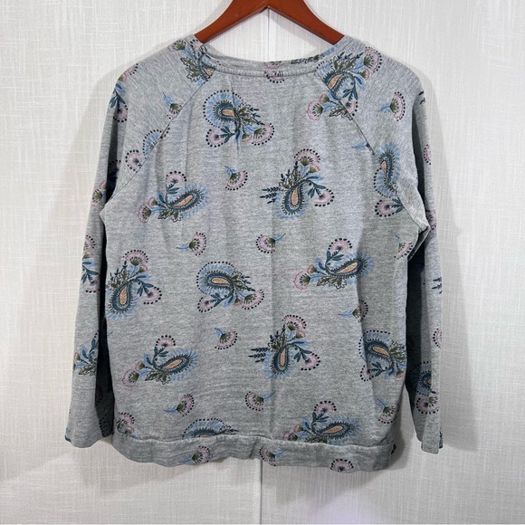 Loft Grey Crossover Paisley Sweatshirt Sweater Size L - Picture 7 of 11